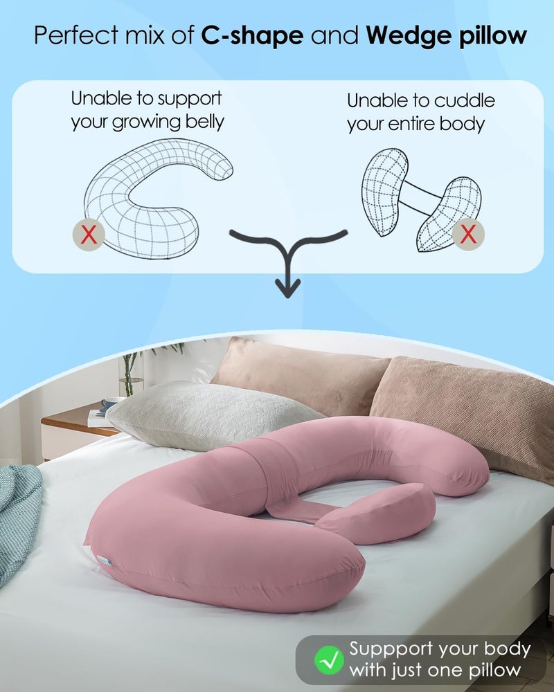 QUEEN ROSE Cooling Pregnancy Pillows, E Shaped Maternity Pillow for Sleeping - Image 5